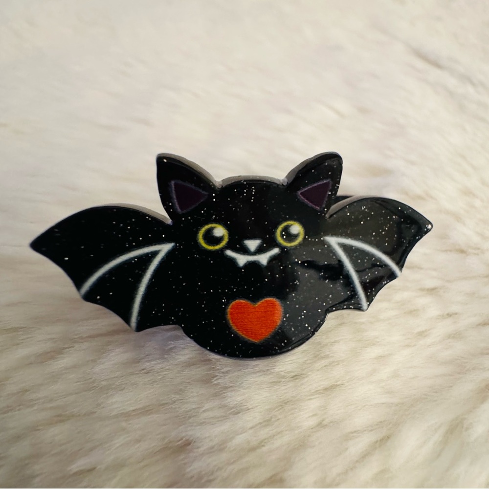 Mini Hair Claw Clip, Black Vampire Bat